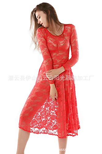 Características De La Ropa Interior De Mujer Estilo Lencería Mode De Marca Roja Encaje Perspectiva Maquillaje Vestido De Noche Elegante Moda Manga Larga Cuello Redondo Erótico Lencería