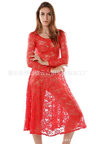 Características De La Ropa Interior De Mujer Estilo Lencería Roja Especial Estilo Encaje Perspectiva Maquillaje Vestido De Noche Elegante Moda Manga Larga Cuello Redondo Erótico Lencería