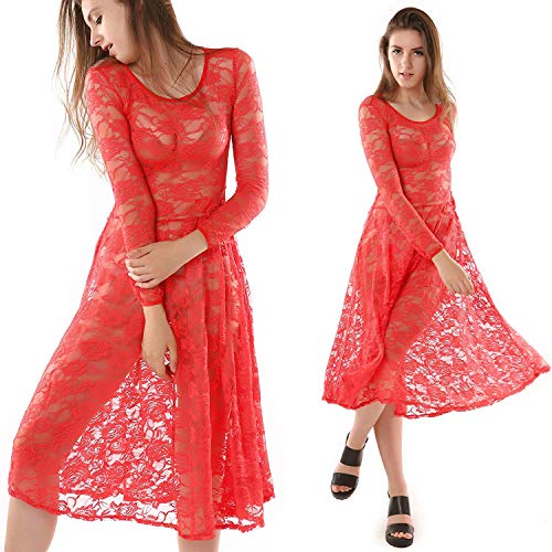 Características De La Ropa Interior De Mujer Estilo Lencería Roja Especial Estilo Encaje Perspectiva Maquillaje Vestido De Noche Elegante Moda Manga Larga Cuello Redondo Erótico Lencería