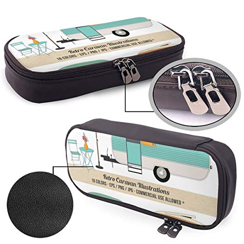 Caravan Camper - Estuche para lápices, organizador de maquillaje y bolígrafos, diseño de caravanas