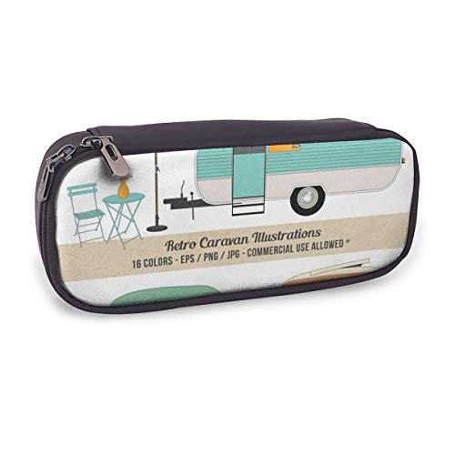 Caravan Camper - Estuche para lápices, organizador de maquillaje y bolígrafos, diseño de caravanas