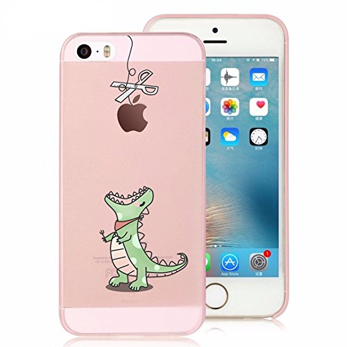 Carcasa iphone SE 5 5s, Qissy® TPU Funda Cubierta de ultra delgado impresión de Silicona Carcasa Trasera Para iphone 5 5s Transparente (S)