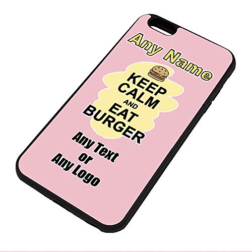Carcasa para iPhone 6 y 6S Plus con diseño de comida, funda de TPU para cualquier nombre, mensaje de Apple con texto en inglés "Keep Calm Eat Burger"