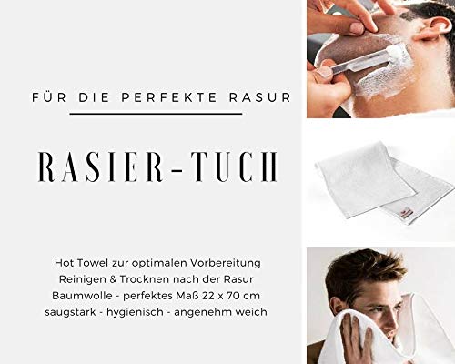 Carenesse Toalla de Afeitar, Conjunto de 6, preparación de Afeitar como el barbero, 100% algodón, 22 x 70 cm, Blanco