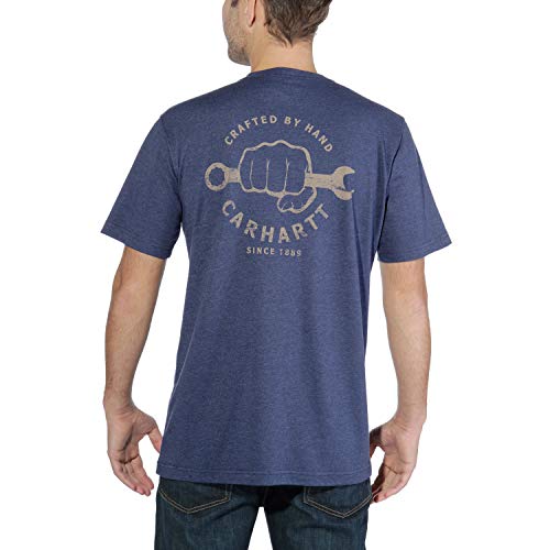 Carhartt Maddock Strong Graphic Pocket Short-Sleeve T-Shirt Camiseta, Indigo Heather, L para Hombre