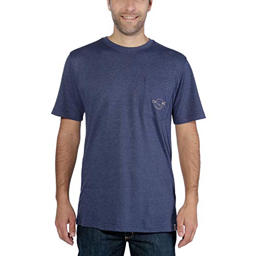 Carhartt Maddock Strong Graphic Pocket Short-Sleeve T-Shirt Camiseta, Indigo Heather, L para Hombre