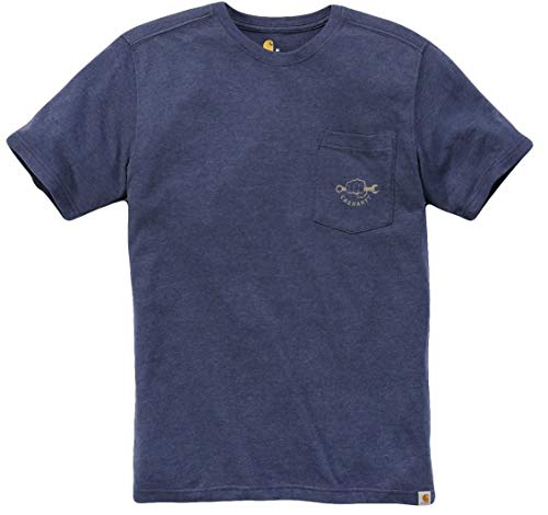 Carhartt Maddock Strong Graphic Pocket Short-Sleeve T-Shirt Camiseta, Indigo Heather, L para Hombre