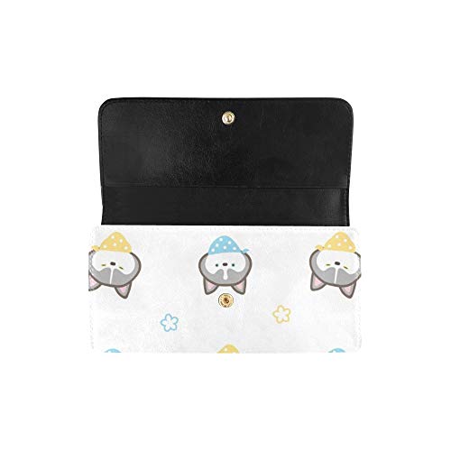 Caricatura Personalizada única Husky Siberiano Perro Mujer Cartera Triple Monedero Largo Titular de la Tarjeta de crédito Titular Bolso
