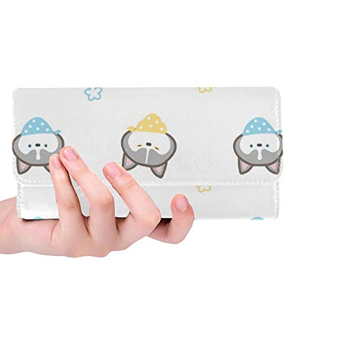 Caricatura Personalizada única Husky Siberiano Perro Mujer Cartera Triple Monedero Largo Titular de la Tarjeta de crédito Titular Bolso