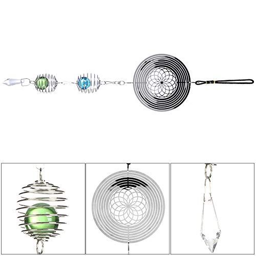 Carillon à Vent, Musique Portable en métal Balle en Cristal en spirale Carillons éoliens aux tons mélodiques apaisants et terrasse et Balcon construits - Beau décor extérieur(UNA)