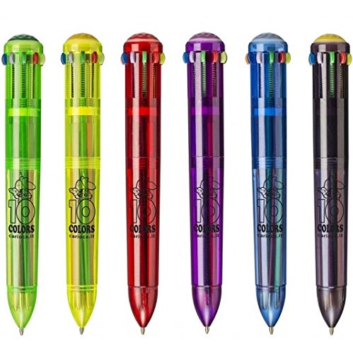 Carioca 41500 - Blister con 1 bolígrafo automático de 10 colores, transparente - Modelo Surtidos- Colores Surtidos