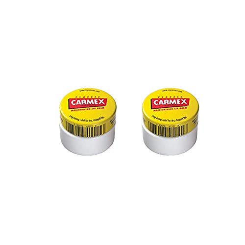 Carmex Lip Balm Original, Cherry o Strawberry 2 Pack - Bálsamo labial original Pot Pack de 2… (Carmex Pot Original)