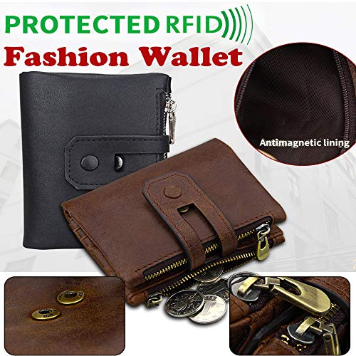 Cartera De Cuero para Hombres Cepillo Antirrobo RFID Head Coat Cuero Bolsa De Dinero Cartera Casual Regalo