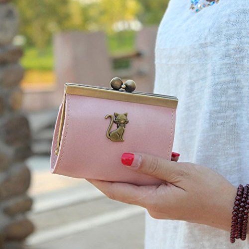 Cartera de pequeña Piel Monedero de Elegante y Moda Rosado para Mujer y Niña por ESAILQ R