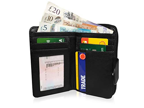 Cartera de piel con monedero para mujer, de Quenchy Ql115, Black GIFT BOXED (Negro) - QL115KX