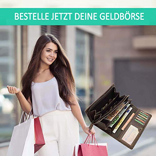 Cartera de Piel para Dama con Bloqueo RFID y NFC