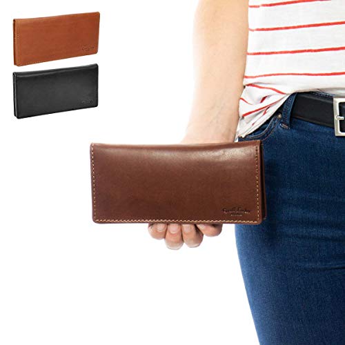 Cartera Gusti Cuero Studio - Cartera de Piel Pia Vintage Cuero Negro Monedero Mujer (Marrón Claro)
