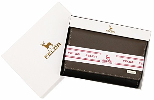 Cartera para Mujer - con Bloqueo de transmisiones RFID y 19 Ranuras para Tarjetas - Cuero auténtico Muy Suave - Marrón grisáceo/Multicolor