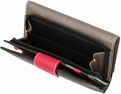 Cartera para Mujer - con Bloqueo de transmisiones RFID y 19 Ranuras para Tarjetas - Cuero auténtico Muy Suave - Marrón grisáceo/Multicolor