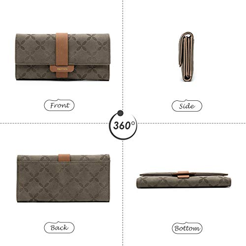 Cartera para Mujer Larga Billetera Señoras, JOSEKO Mujer de Embrague Organizador con Cierre para Monedas Tarjetero para Teléfono Chequera Cartera de Bolsillo Plegable