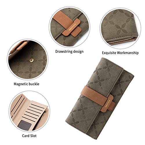 Cartera para Mujer Larga Billetera Señoras, JOSEKO Mujer de Embrague Organizador con Cierre para Monedas Tarjetero para Teléfono Chequera Cartera de Bolsillo Plegable