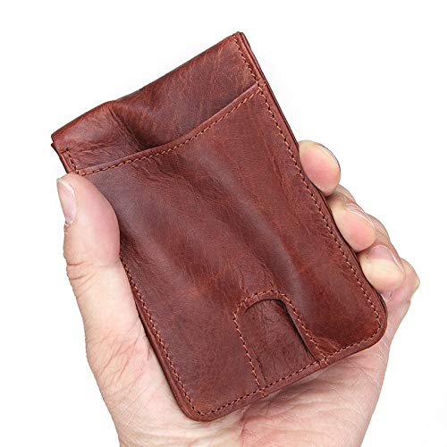 Cartera pequeña Informal para Hombre Carteras Delgadas de Cuero Genuino para Hombre Mini Cartera Corta con Tarjetero Monederos de Bolsillo-Mini Cartera marrón
