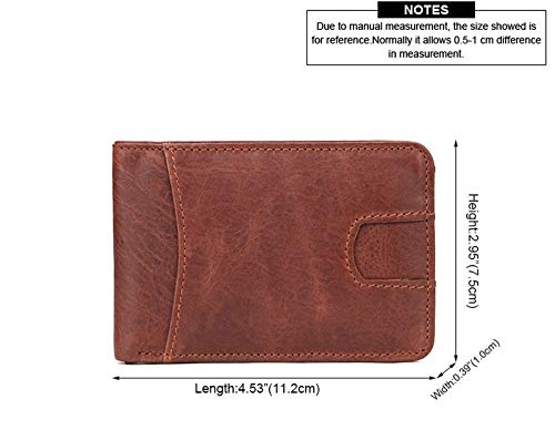 Cartera pequeña Informal para Hombre Carteras Delgadas de Cuero Genuino para Hombre Mini Cartera Corta con Tarjetero Monederos de Bolsillo-Mini Cartera marrón