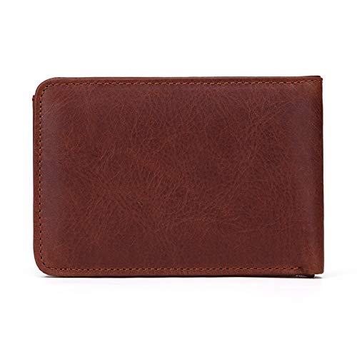 Cartera pequeña Informal para Hombre Carteras Delgadas de Cuero Genuino para Hombre Mini Cartera Corta con Tarjetero Monederos de Bolsillo-Mini Cartera marrón