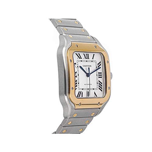 Cartier Santos Automático Silvered Opaline Dial Acero y 18kt Oro Amarillo Reloj de los Hombres W2SA0006