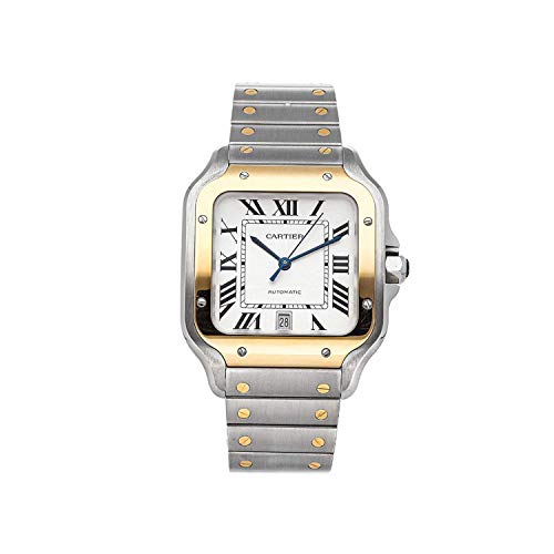 Cartier Santos Automático Silvered Opaline Dial Acero y 18kt Oro Amarillo Reloj de los Hombres W2SA0006