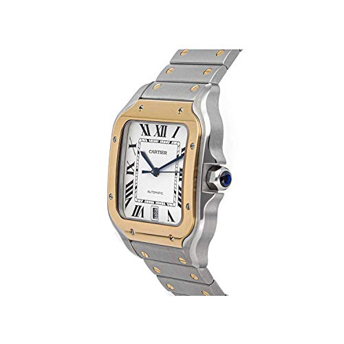 Cartier Santos Automático Silvered Opaline Dial Acero y 18kt Oro Amarillo Reloj de los Hombres W2SA0006