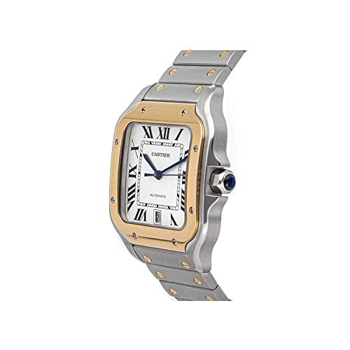 Cartier Santos Automático Silvered Opaline Dial Acero y 18kt Oro Amarillo Reloj de los Hombres W2SA0006