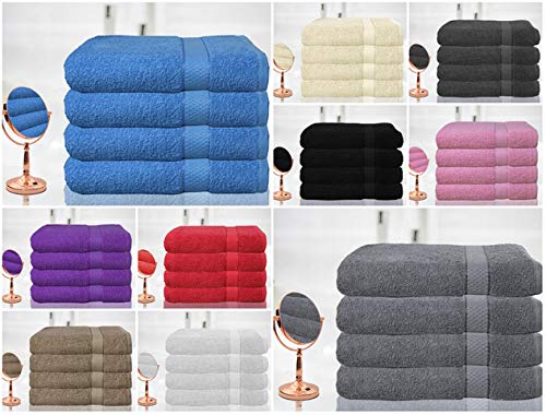 Casabella - Juego de 4 toallas de baño grandes de algodón egipcio peinado, tamaño grande., 100% algodón, Morado, 4 Bath Sheet