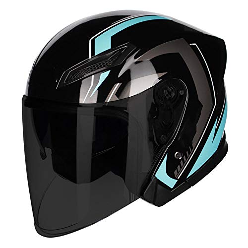 Casco para vehículo todoterreno motocicleta eléctrica locomotora batería casco para automóvil casco ligero ventilación casco-XL_Blue Flower + Black Tea Mirror