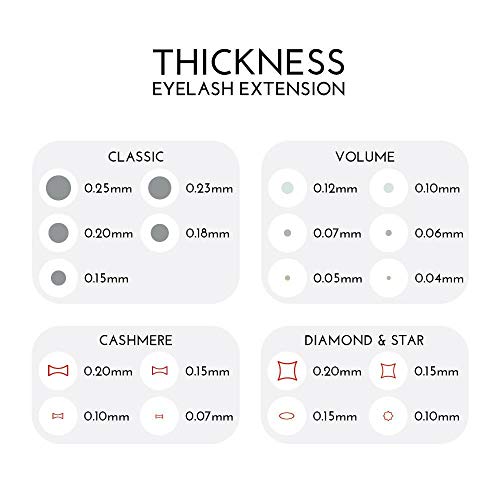 Cashmere Lashes® | Ellipse Flat Split Tips Pestañas | Acabado mate 0.20 C D Curl Single & Mixed Tray | Extensiones de pestañas individuales