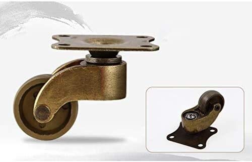 Castor Caster ruedas en movimiento giratorio for trabajo pesado for los muebles del paquete de placas 4 ruedas, de ricino de la vendimia, bronce aceitado, Mute, rotar 360 °, con placa de montaje, for