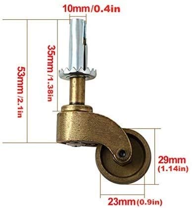 Castor Caster ruedas en movimiento giratorio for trabajo pesado for los muebles del tallo ruedas, la vendimia de ricino de nylon, bronce aceitado, Mute, 4pcs, la varilla del émbolo M10, for sofá, sill