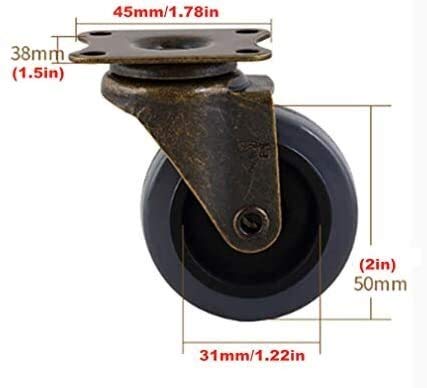 Castor Caster ruedas en movimiento giratorio for trabajo pesado for Muebles 2" 50mm Placa de ruedas, la vendimia de ricino de nylon, bronce aceitado, Mute, rotar 360 °, con placa de montaje, paquete d