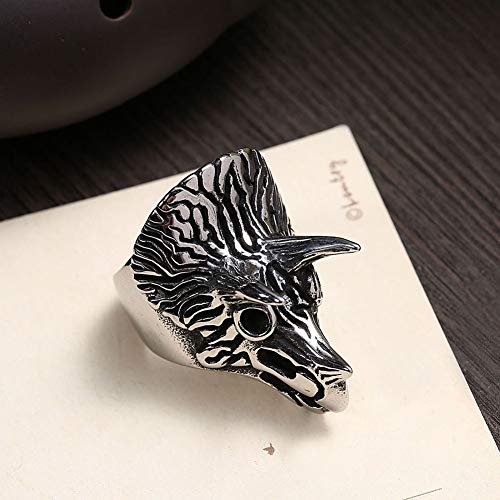 CBCJU Personal Owl Anillo de Acero de Titanio para Hombres Anillo de Peinado de Animales No. 10 Negro