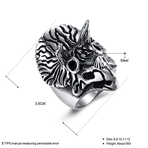 CBCJU Personal Owl Anillo de Acero de Titanio para Hombres Anillo de Peinado de Animales No. 10 Negro