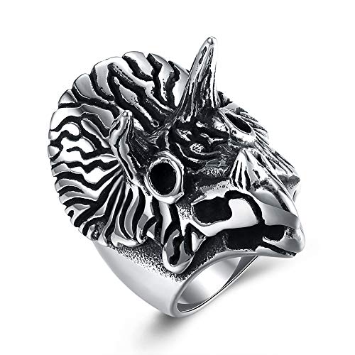 CBCJU Personal Owl Anillo de Acero de Titanio para Hombres Anillo de Peinado de Animales No. 10 Negro