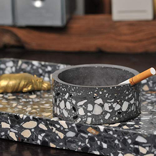 Cenicero Larga duración Negro terrazo de Cemento Creativo de la Manera de la Personalidad del hogar Sala