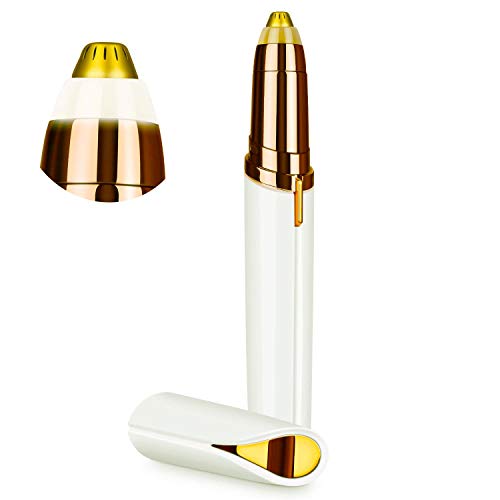 Cenocco - Afeitadora de cejas (cabeza de relleno de oro de 18 quilates, funciona con pilas), color blanco y dorado