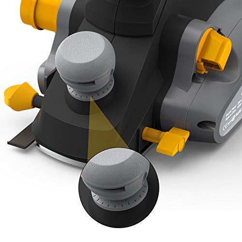 Cepilladora Eléctrica de JELLAS de 16.000 rpm y 850 W, cepillo de 82 mm de ancho y 3 mm de profundidad, incluye soporte, 2 correas de goma y escobillas de carbón, bolsa para recoger el polvo