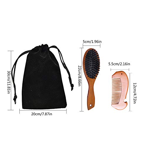 Cepillo de pelo de cerdas de jabalí, Cepillo de pelo de cerdas de jabalí antiestático, Peine de madera natural, Cepillo de peinado profesional para rizos y rizos