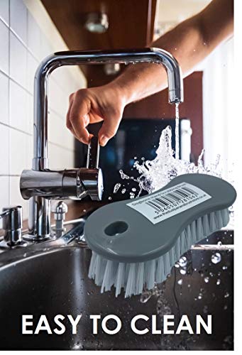 Cepillo de plástico con mango de fácil agarre, paquete de 3 cepillos de cerdas duras rígidas para limpiar y fregar suelos, alfombras, cocina, baño y lavado