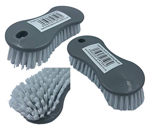 Cepillo de plástico con mango de fácil agarre, paquete de 3 cepillos de cerdas duras rígidas para limpiar y fregar suelos, alfombras, cocina, baño y lavado