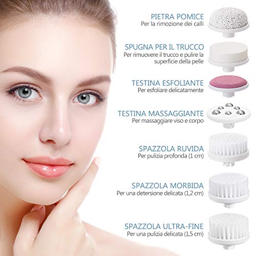 Cepillo Limpiador Facial, 7 En 1 Limpieza Facial Impermeable, Cepillo de Limpieza Masajeadorlos de Cara para Poros, Puntos Negros y Maquillaje