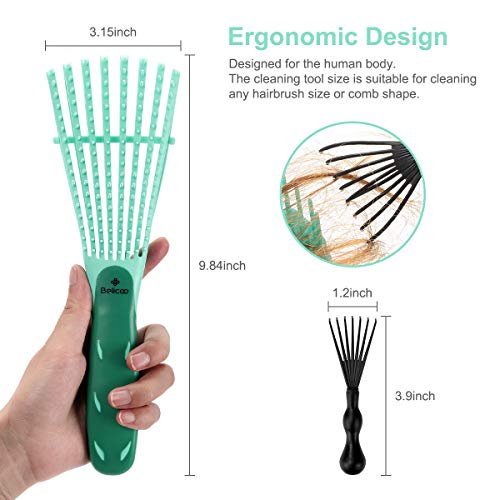 Cepillo para desenredar el cabello Belicoo, para cabello húmedo y seco, Afro 3c a 4c, Cabello con nudos gruesos y rizados, Paquete de 2 peines flexibles rosa y verde, Pulpo diseñado para evitar tirone