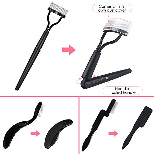 Cepillo y peine plegable para cejas, 7 unidades, de Sonku, cepillo para pestañas de acero para cejas con 20 cepillos desechables para herramientas de maquillaje